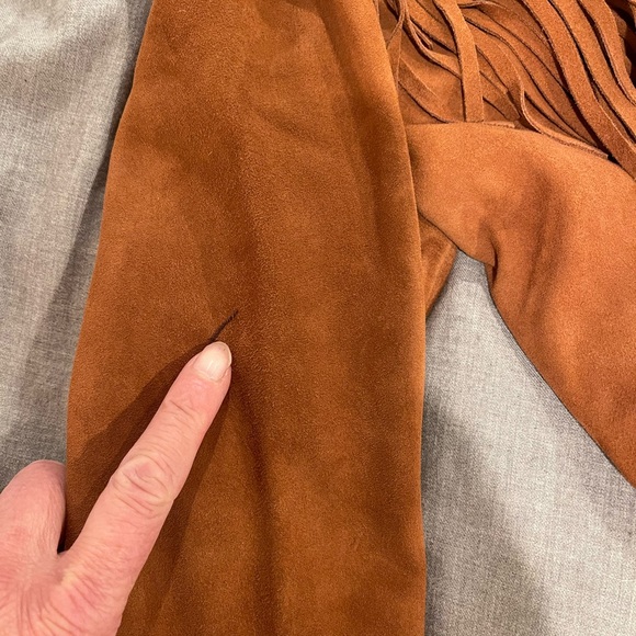 BNWT !! SPELL AND THE GYPSY LEATHER SUEDE RIDER TASSEL FRINGE JACKET 🧥 tobacco - Picture 13 of 14